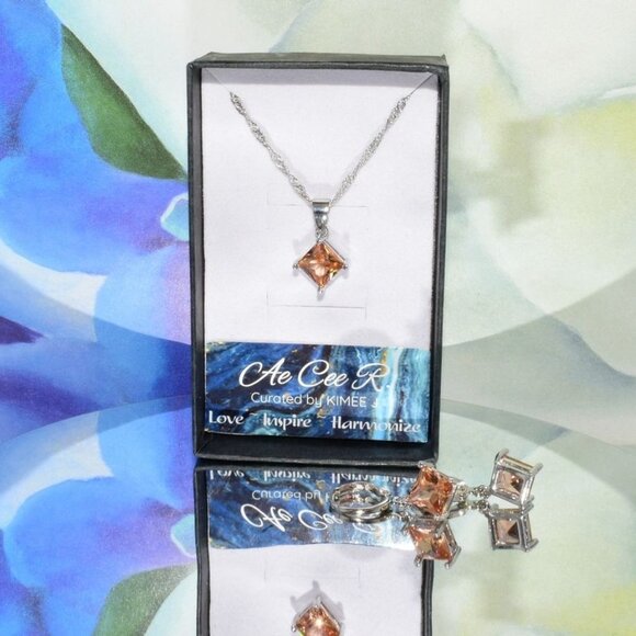 Mia Sincerity Simulated Ceylon Topaz 925 Sterling Silver Necklace Gift Boxed - Picture 4 of 9